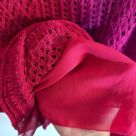 LUCKY BRAND Sz S Top Crochet Sheer Side Panels Crew Neck Longer Line Tank Top - Picture 7 of 8